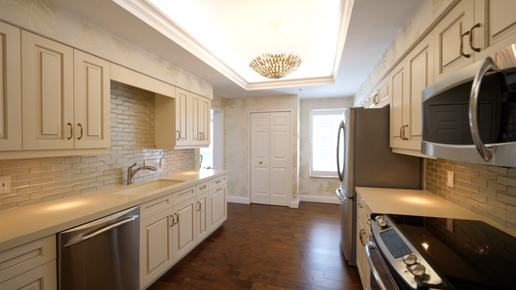 the interior kitchen of one of our senior living apartments