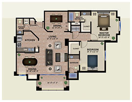 floor plan of the Edgewater offered at The Glenview senior living in Naples, FL